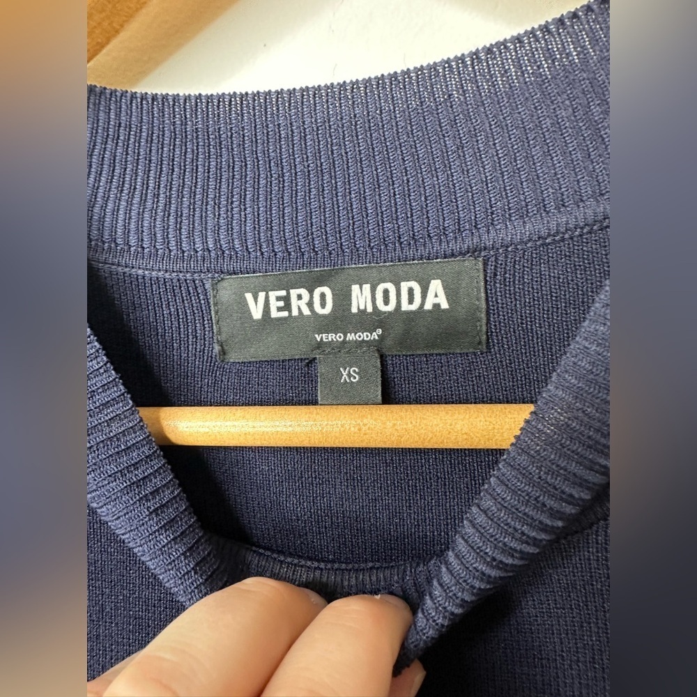 Vero Moda Women Checkered Fit And Flared Casual Dress, Navy Blue xs - Picture 10 of 10